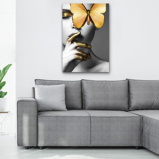 GRACE Butterfly's Gold Embrace Modern Wall Art