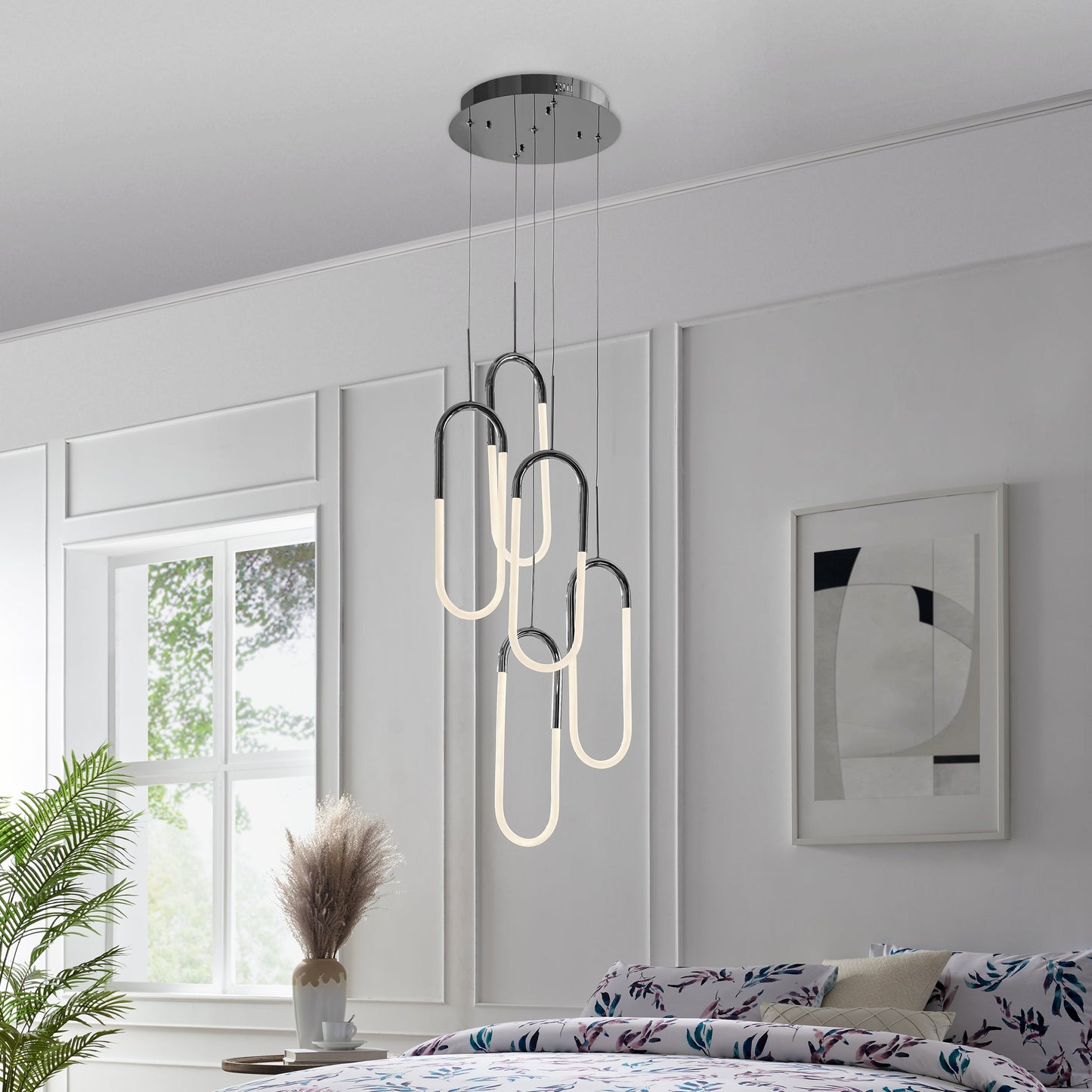 SABLE LED Five Clips Chandelier Chrome