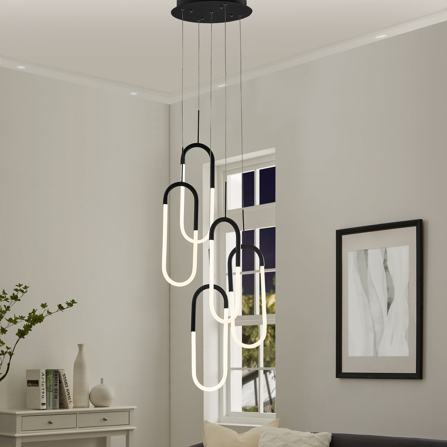 SABLE LED Five Clips Chandelier Matte Black