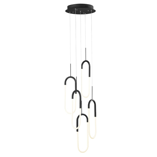 SABLE LED Five Clips Chandelier Matte Black