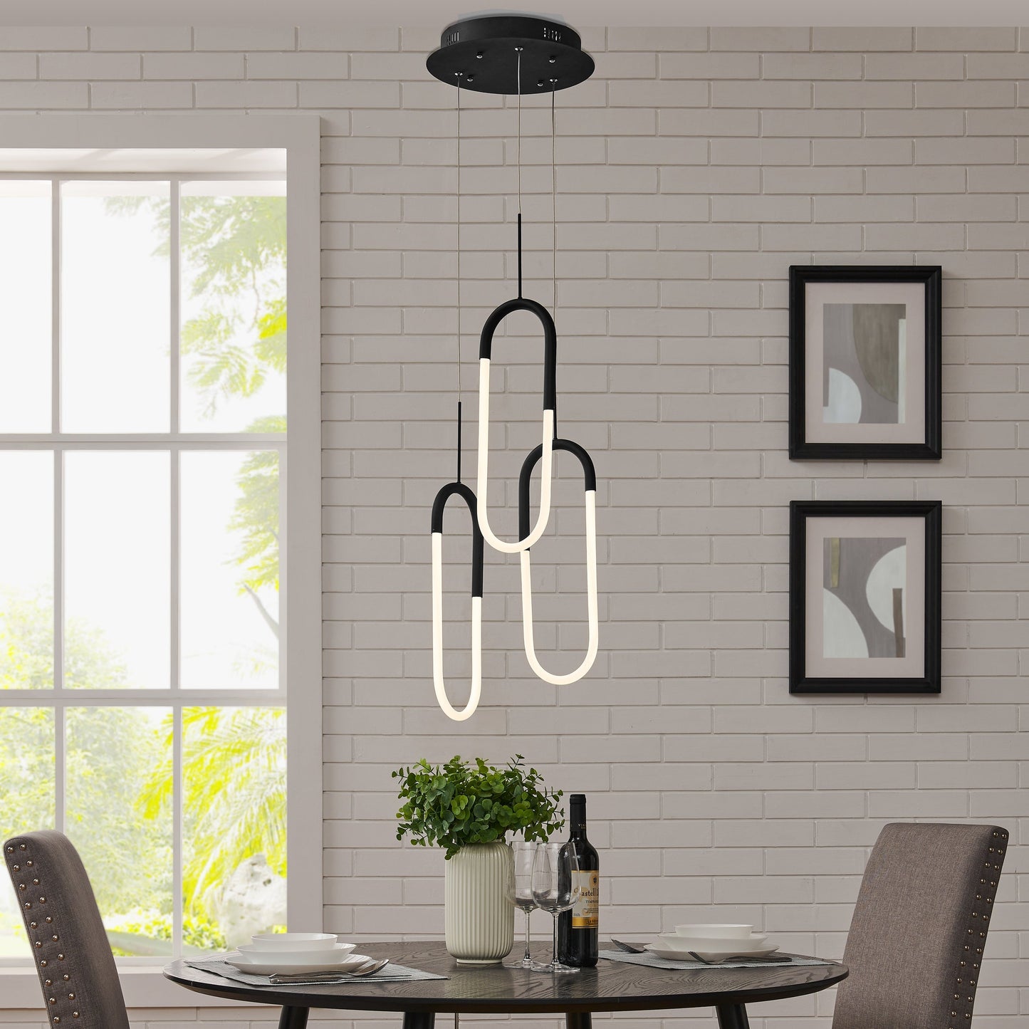 SABLE LED Three Clips Chandelier Matte Black