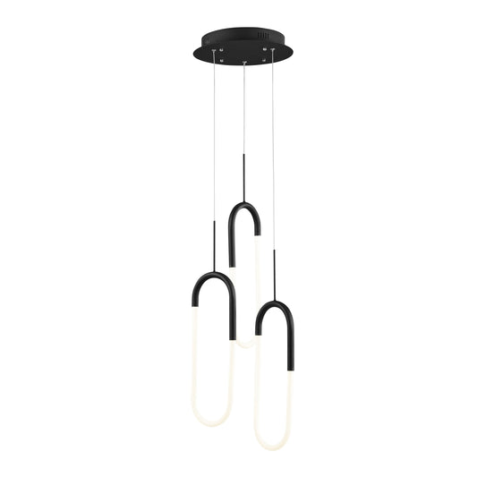 SABLE LED Three Clips Chandelier Matte Black