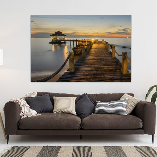 PIER Bridge Between Sunset Modern Wall Art