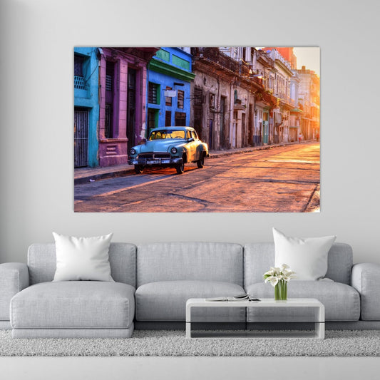 HAVANA Vintage Blue Car in Vieja Modern Wall Art