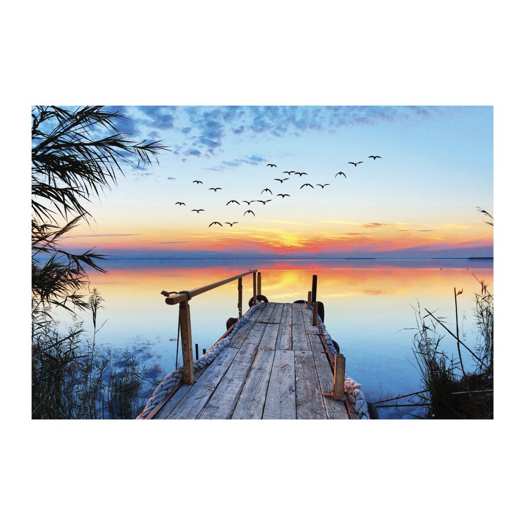 SERENE Calm Sunset in a Lake Modern Wall Art