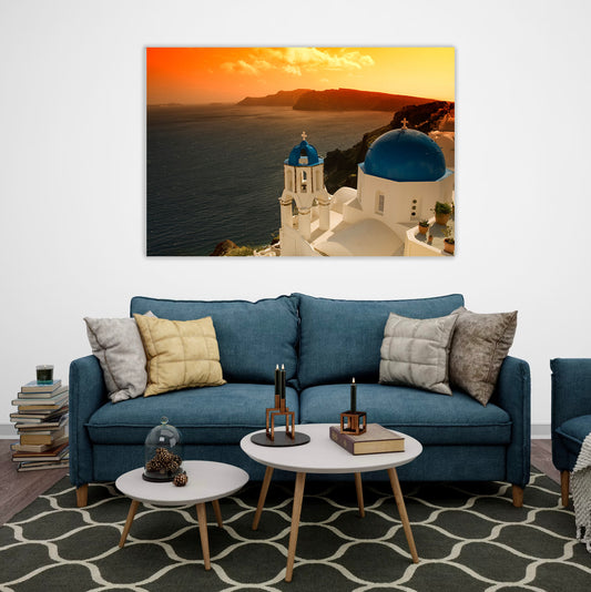 GRECIAN Sunset on Santorini Island Modern Wall Art