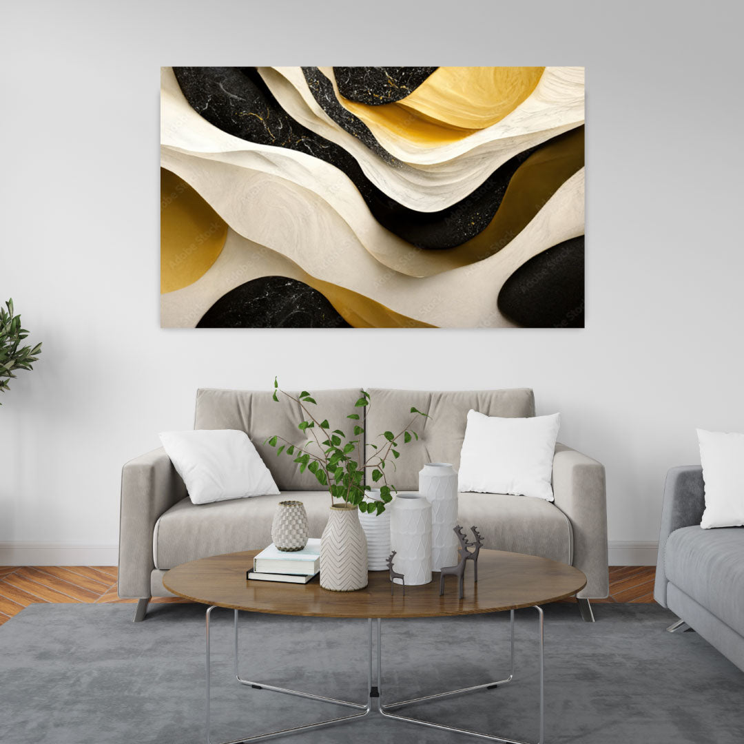 WAVES Marble Textured Modern Wall Art