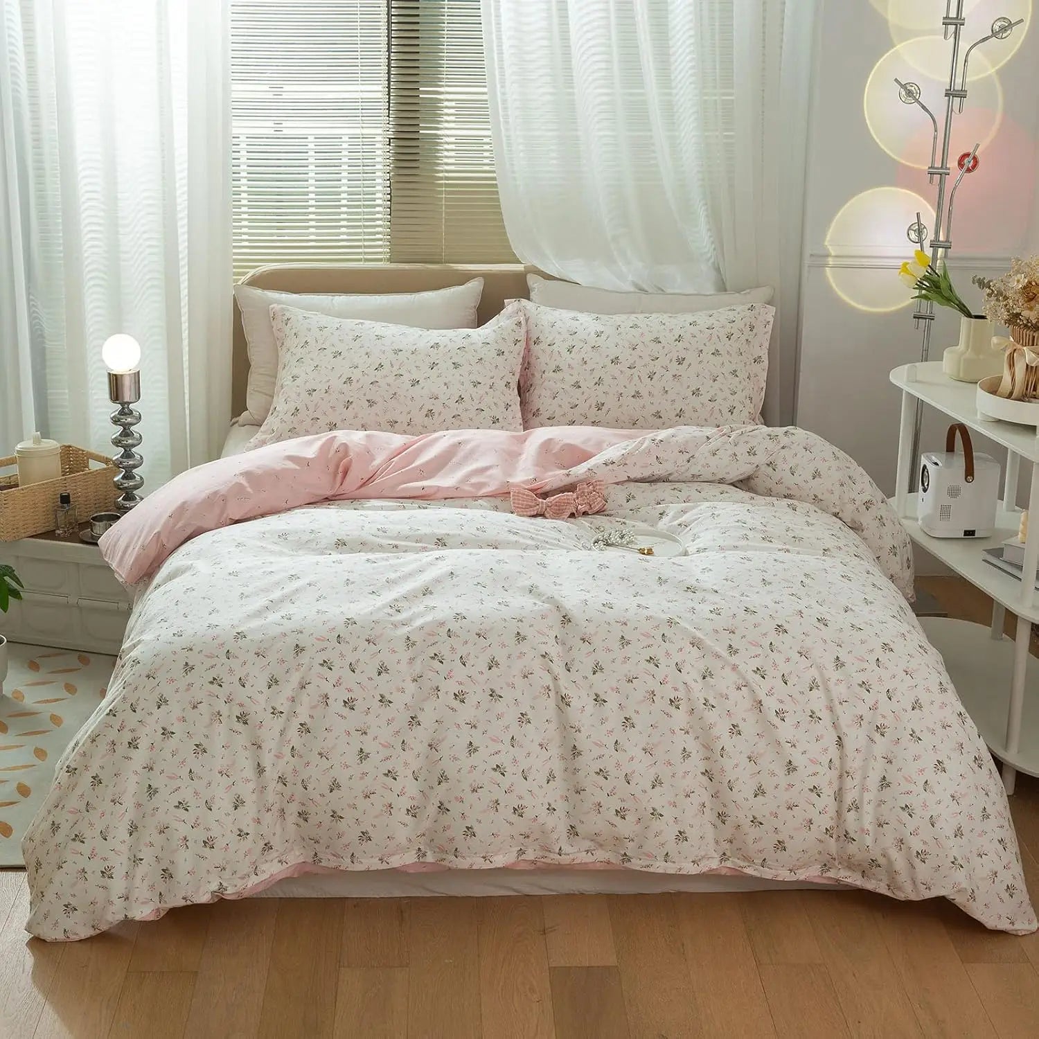 SUTTON 100% Cotton Bedding Elegant Duvet Set Floral Pink