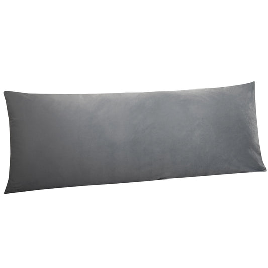 LUTEX Velvet Long Body Pillowcase with Zipper Closure Smoke Grey