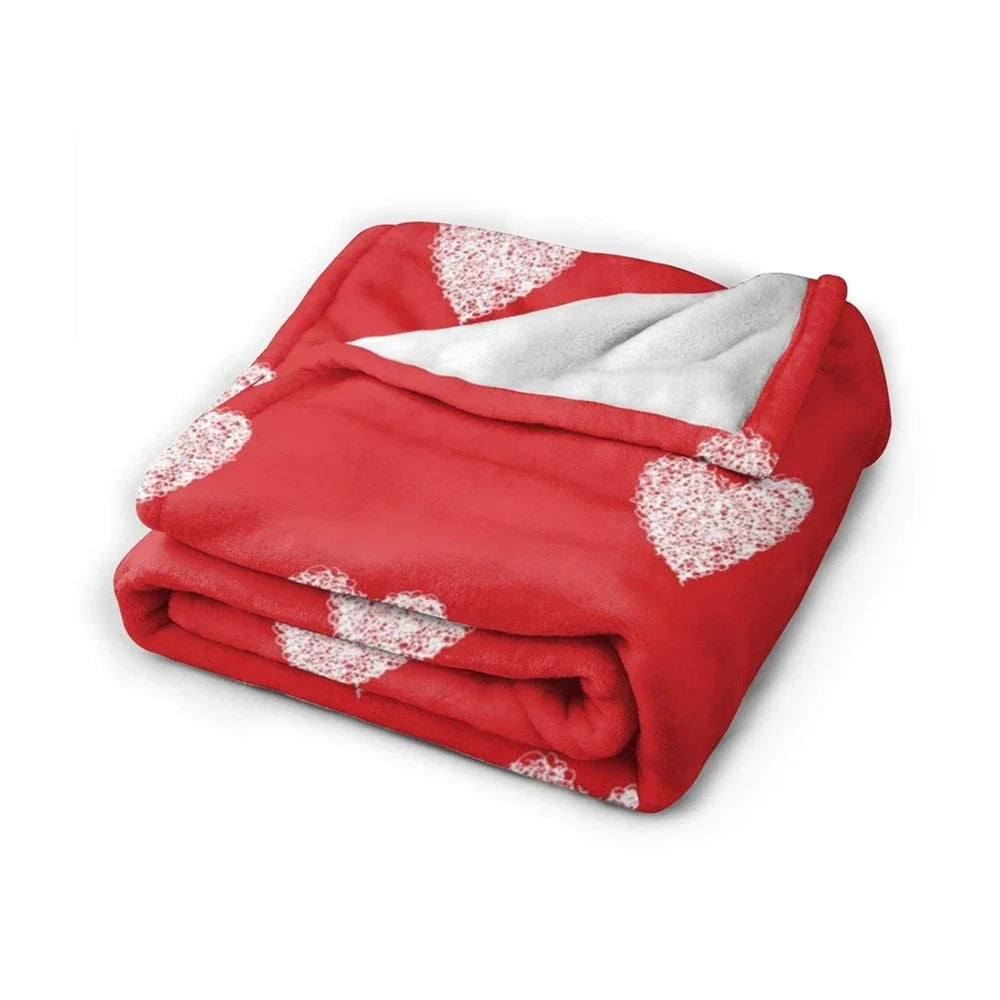 YARDEN Lightweight Flannel Fleece Red Heart Blanket