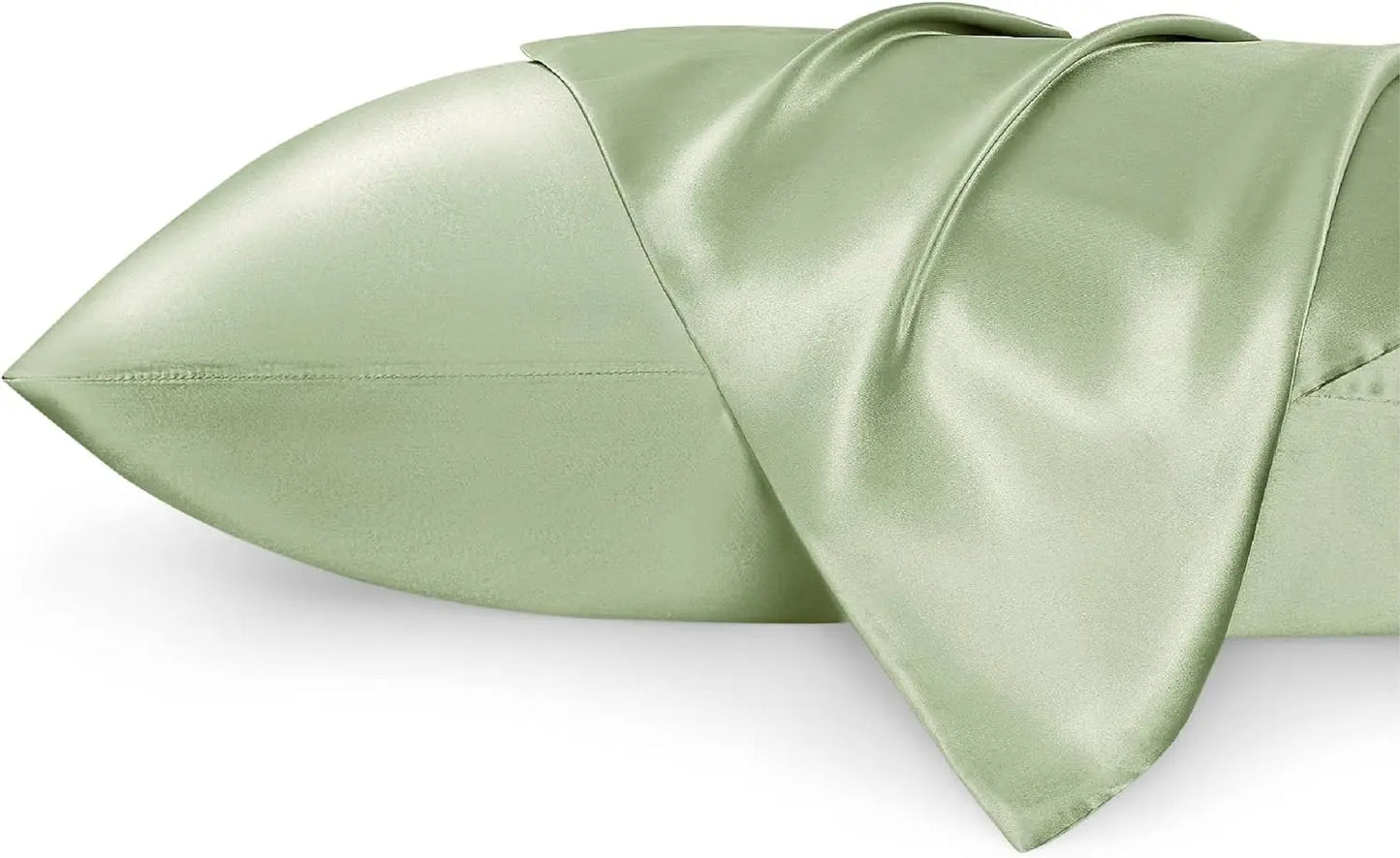 BRIZO Silky Satin Pillowcase with Envelope Closure (Set of 2) Sage Green