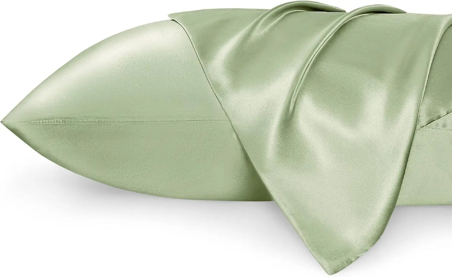 BRIZO Silky Satin Pillowcase with Envelope Closure (Set of 2) Sage Green