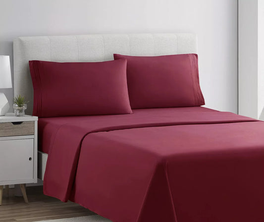 VETRA Ultra Soft Deep Pocket Bed Sheet Set Burgundy Red