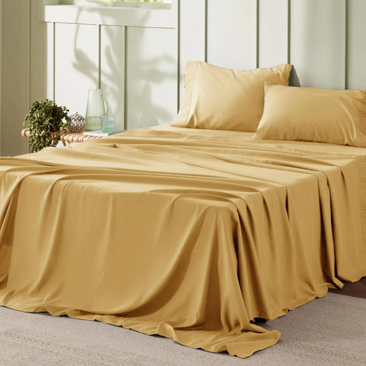 KIVO Microfiber Cooling Bed Sheet Set Yellow