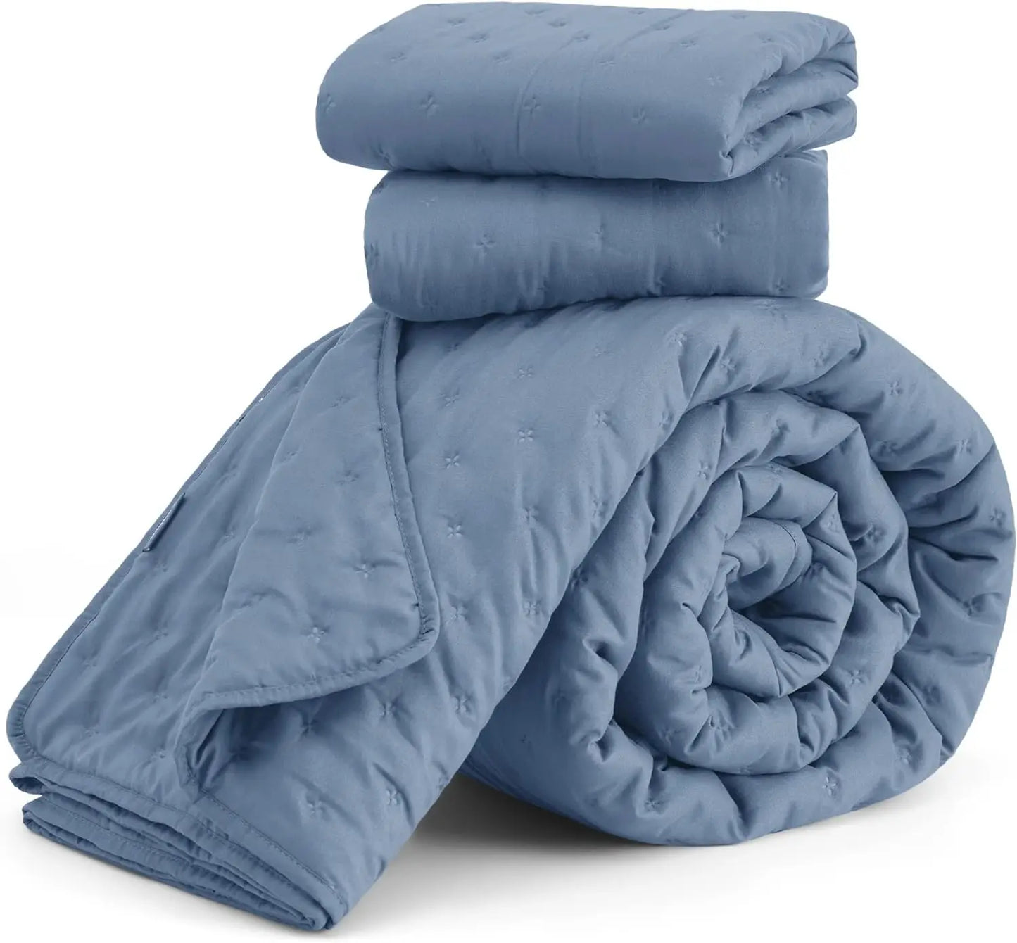 VERN Lightweight Extra Long Quilt Set Mineral Blue