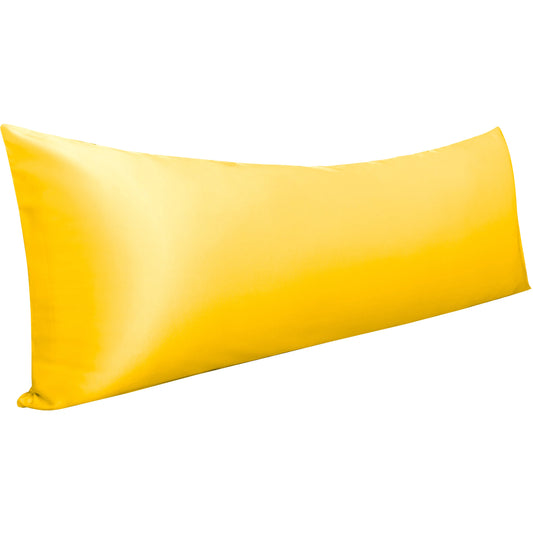 MOREN Satin Long Body Pillowcase with Envelope Closure Yellow