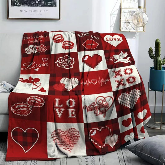 CAROL Valentines Day Flannel Blanket Cupid