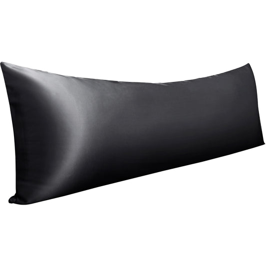 MOREN Satin Long Body Pillowcase with Envelope Closure Black