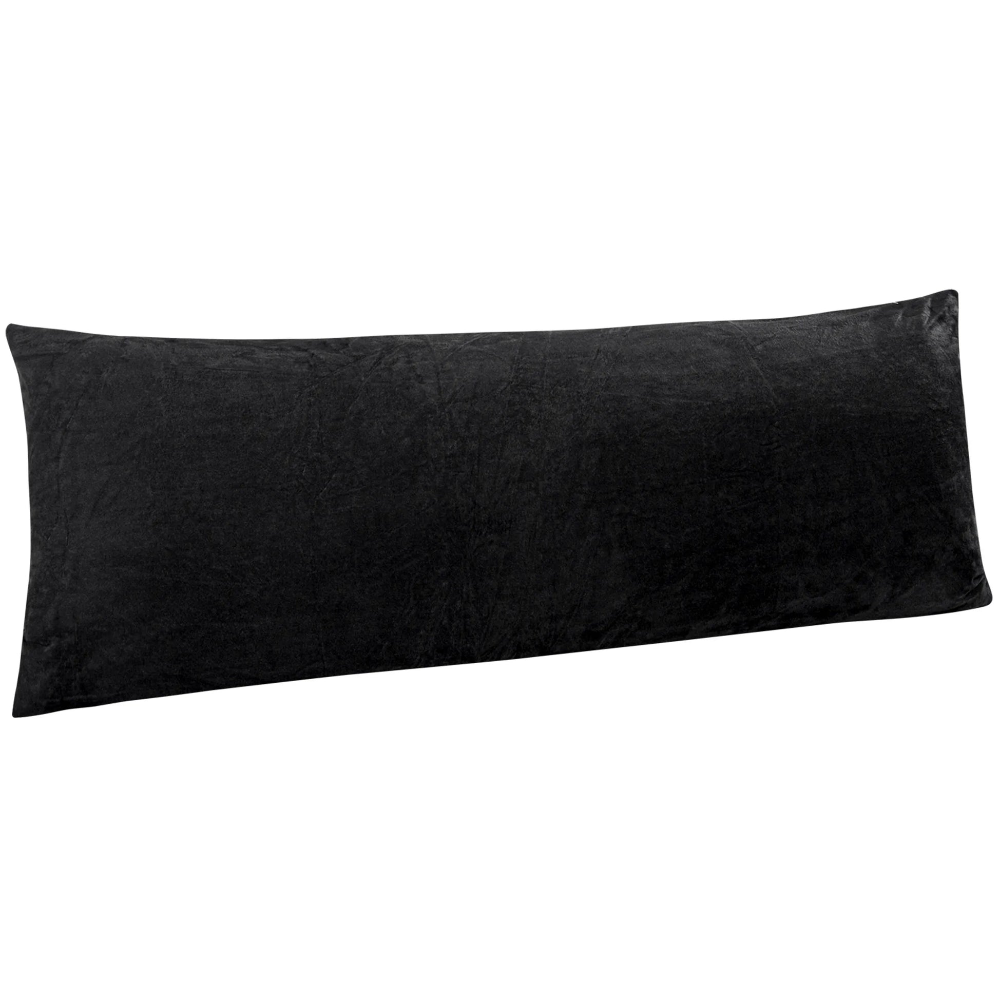 LUTEX Velvet Long Body Pillowcase with Zipper Closure Black