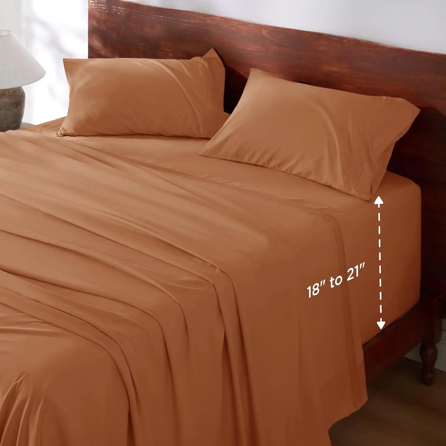 WEXON Soft Cooling Deep Pocket Bed Sheet Set Burnt Orange