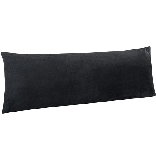 LUTEX Velvet Long Body Pillowcase with Zipper Closure Charcoal Grey