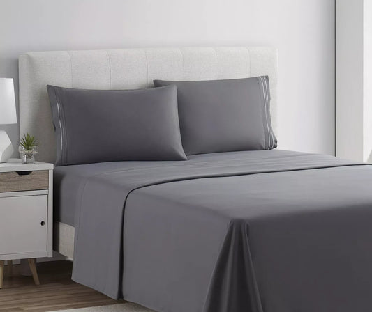 VETRA Ultra Soft Deep Pocket Bed Sheet Set Charcoal Grey