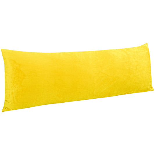 LUTEX Velvet Long Body Pillowcase with Zipper Closure Yellow