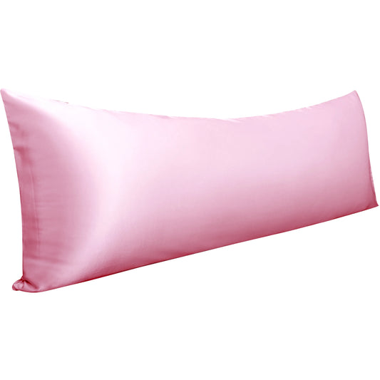 MOREN Satin Long Body Pillowcase with Envelope Closure Pink