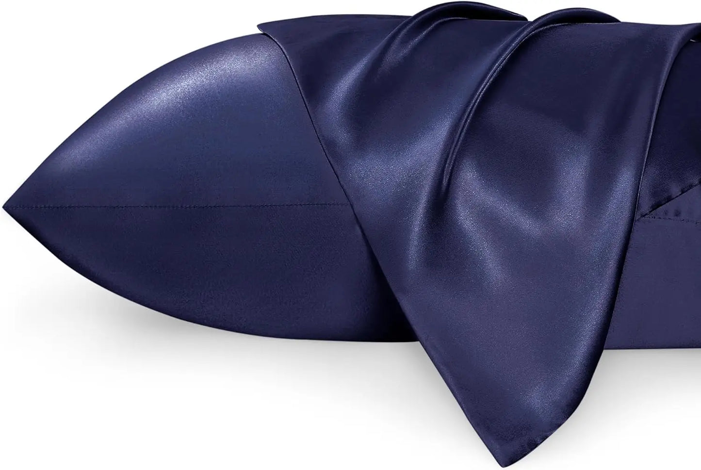 BRIZO Silky Satin Pillowcase with Envelope Closure (Set of 2) Navy