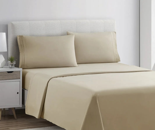 VETRA Ultra Soft Deep Pocket Bed Sheet Set Beige