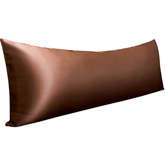 MOREN Satin Long Body Pillowcase with Envelope Closure Coffee