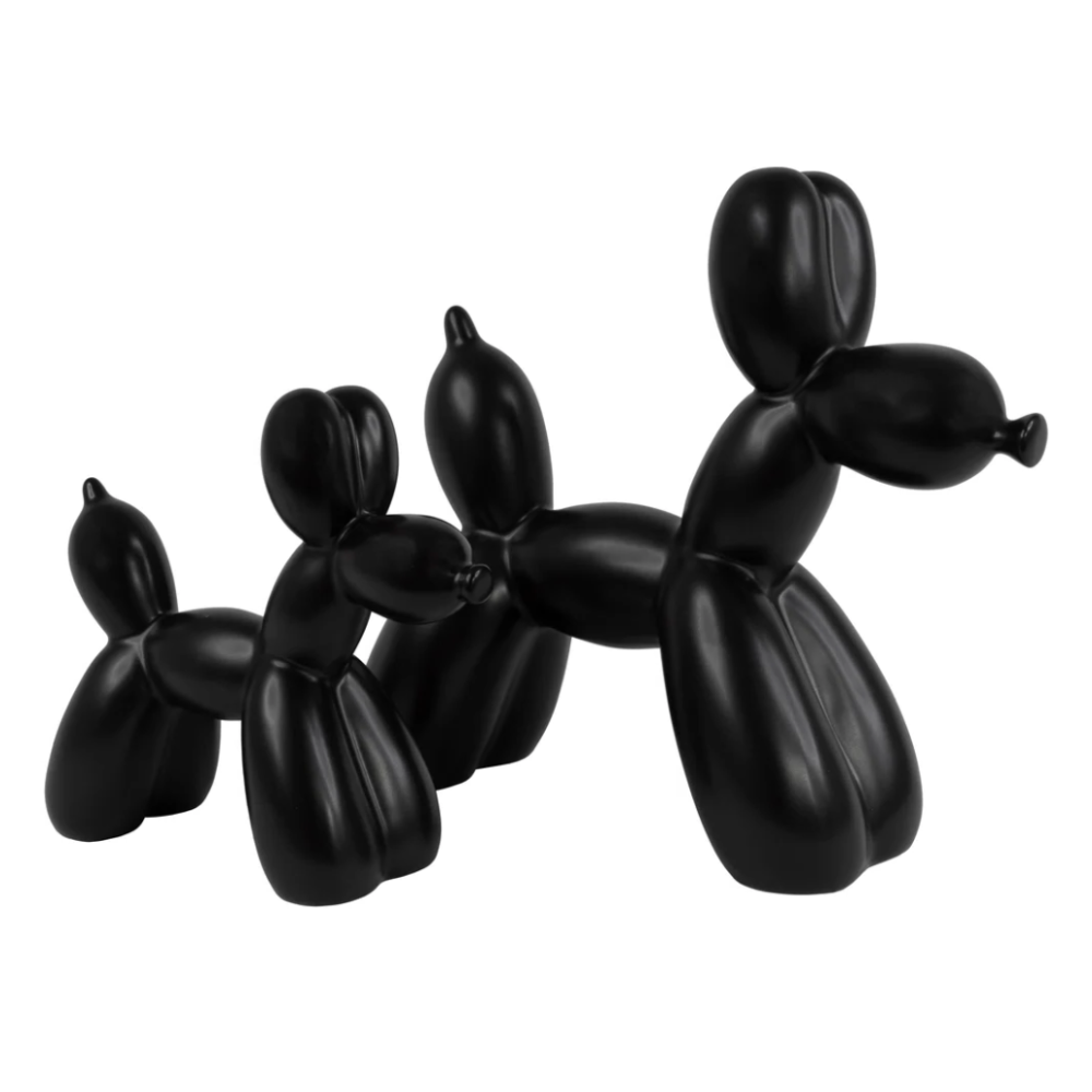 ROWAN 2pc Ballon Dog Sculpture Black