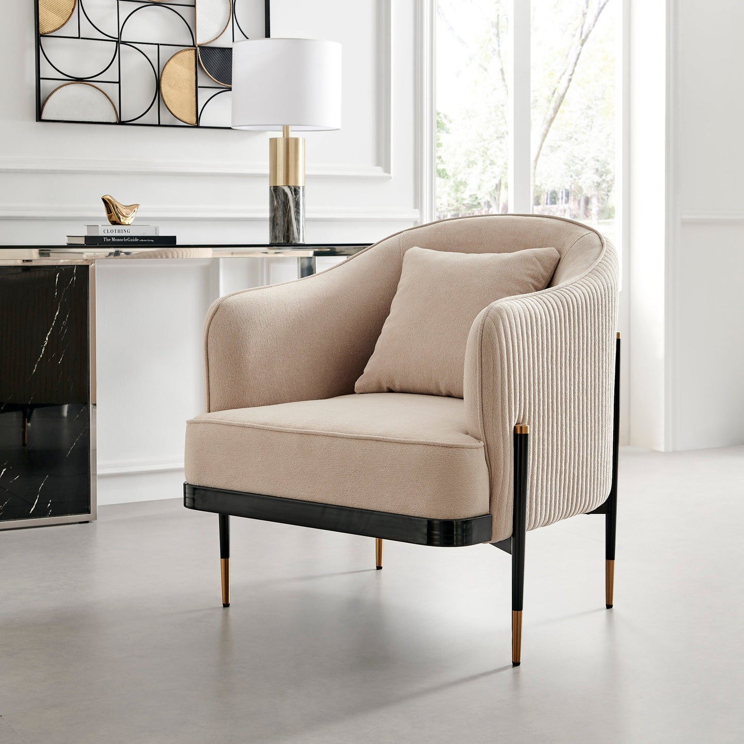 VERSA Transitional Elegance Accent Chair Beige