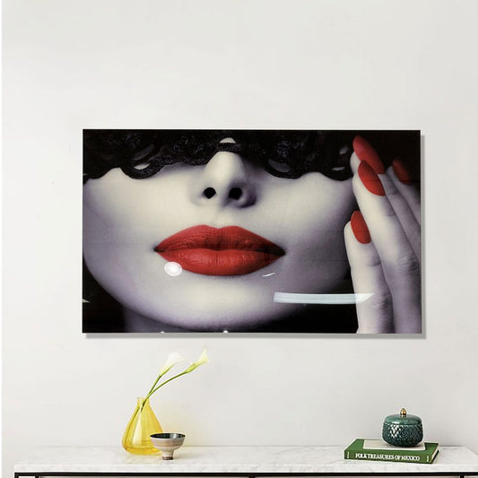 SCARLET Red-Lipped Beauty Portrait Modern Wall Art