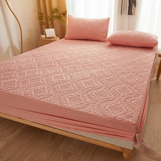 PAXEL Embossed Waterproof Mattress Protector Pink