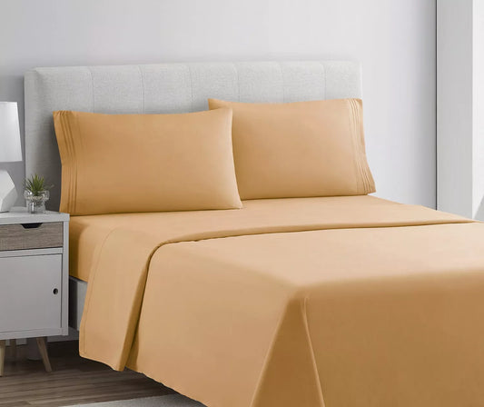 VETRA Ultra Soft Deep Pocket Bed Sheet Set Apricot Orange