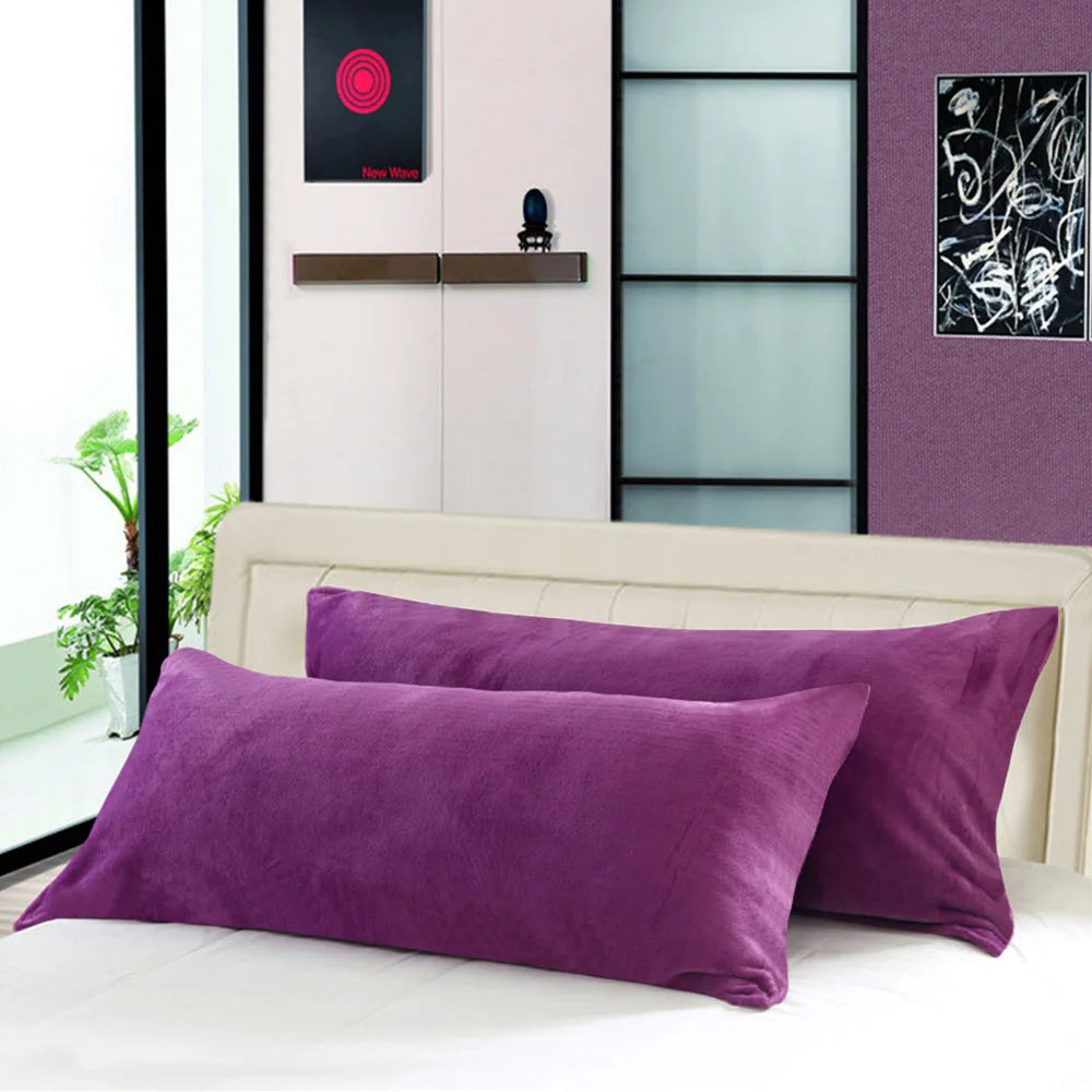 LUTEX Velvet Long Body Pillowcase with Zipper Closure Purple