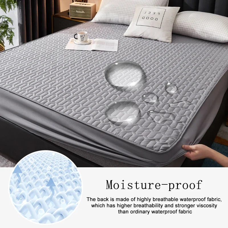 REVIX Waterproof Fitted Sheet Mattress Protector Grey