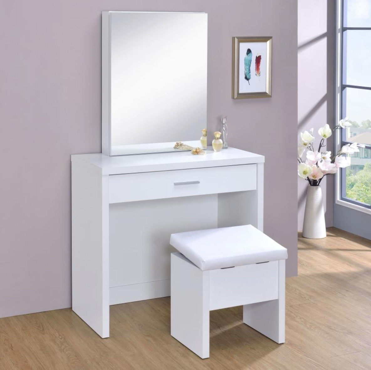 HARVEY 2-piece Vanity Set with Lift-Top Stool