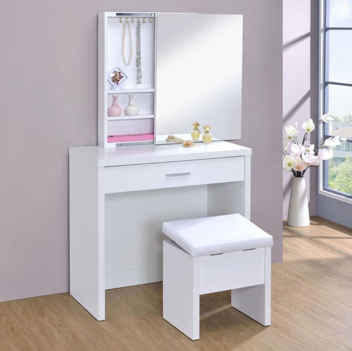 HARVEY 2-piece Vanity Set with Lift-Top Stool