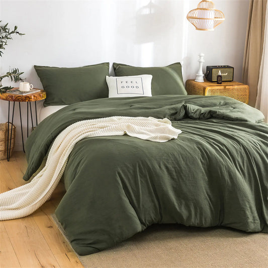 XARIA Soft Reversible Washable Bedding Comforter Set Olive