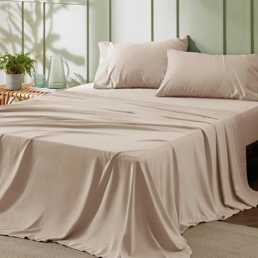 KIVO Microfiber Cooling Bed Sheet Set Khaki