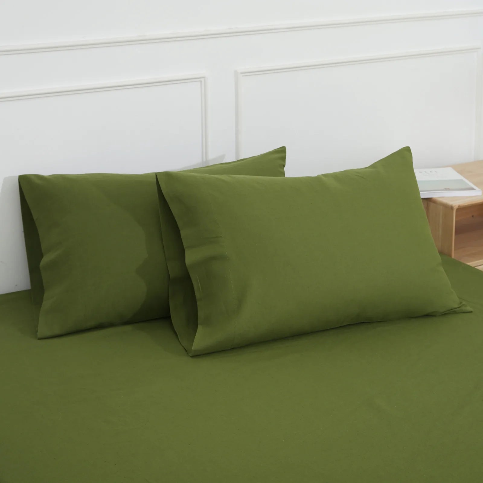 EVRON 2pcs Linen Pillow Cases Green