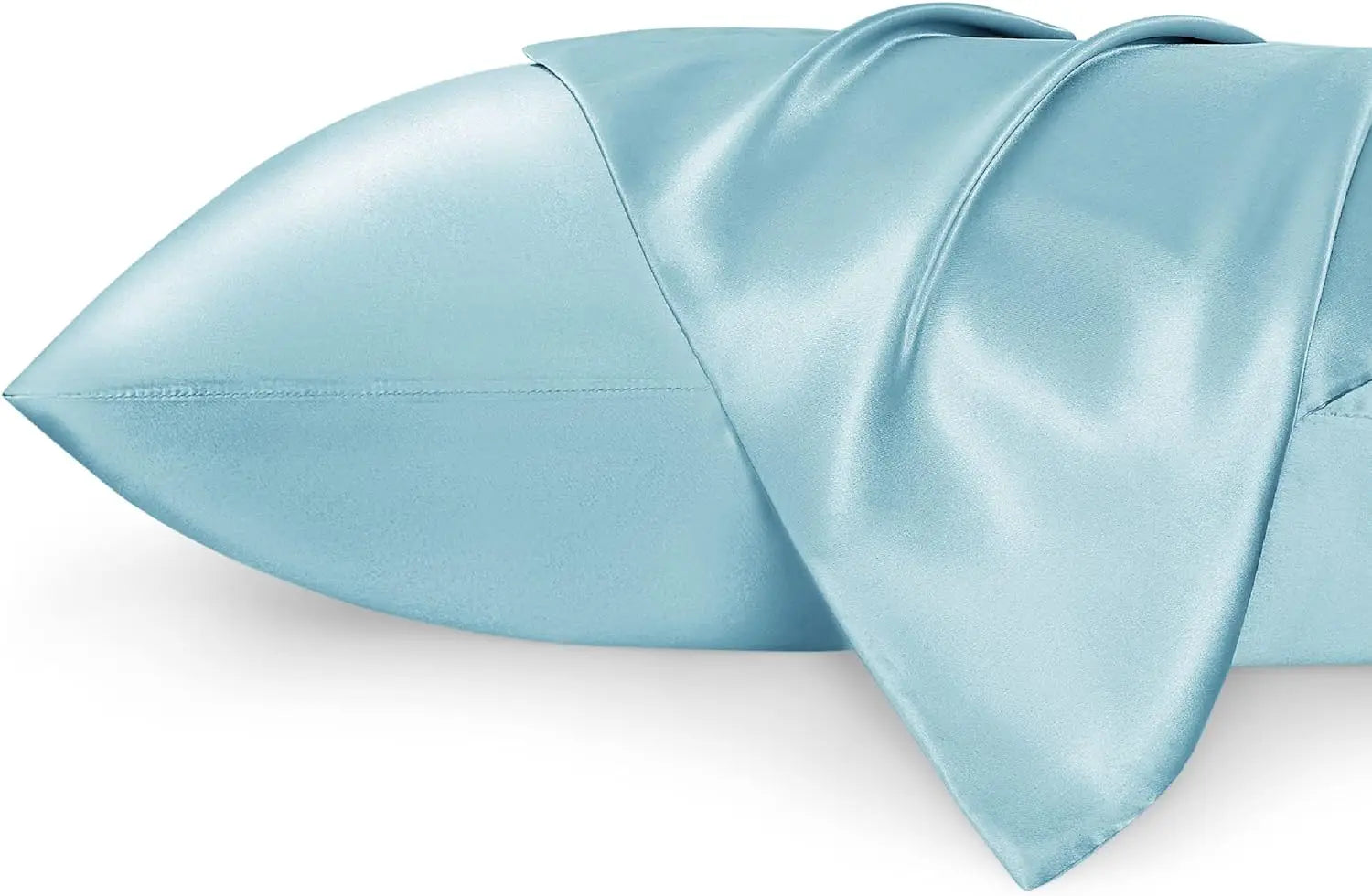 BRIZO Silky Satin Pillowcase with Envelope Closure (Set of 2) Light Blue