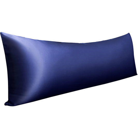 MOREN Satin Long Body Pillowcase with Envelope Closure Navy Blue