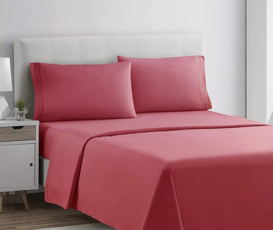 VETRA Ultra Soft Deep Pocket Bed Sheet Set Coral Pink