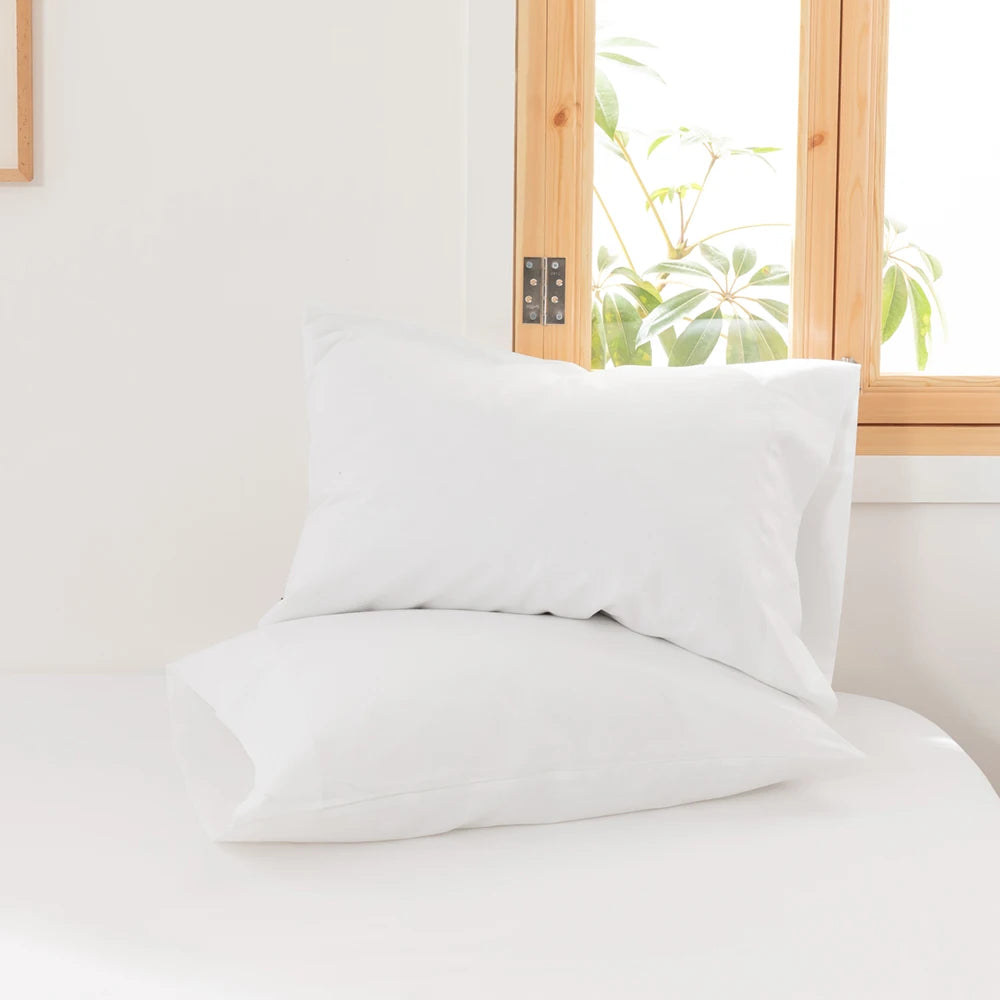 EVRON 2pcs Linen Pillow Cases White