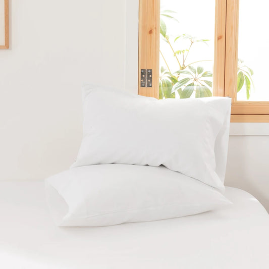 EVRON 2pcs Linen Pillow Cases White