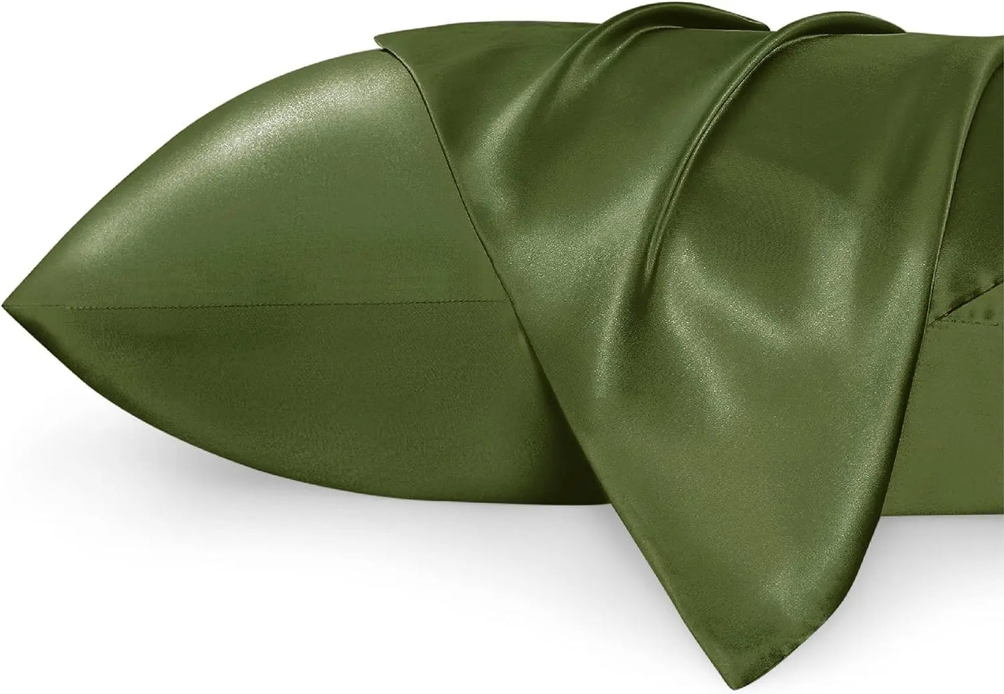 BRIZO Silky Satin Pillowcase with Envelope Closure (Set of 2) Olive Green