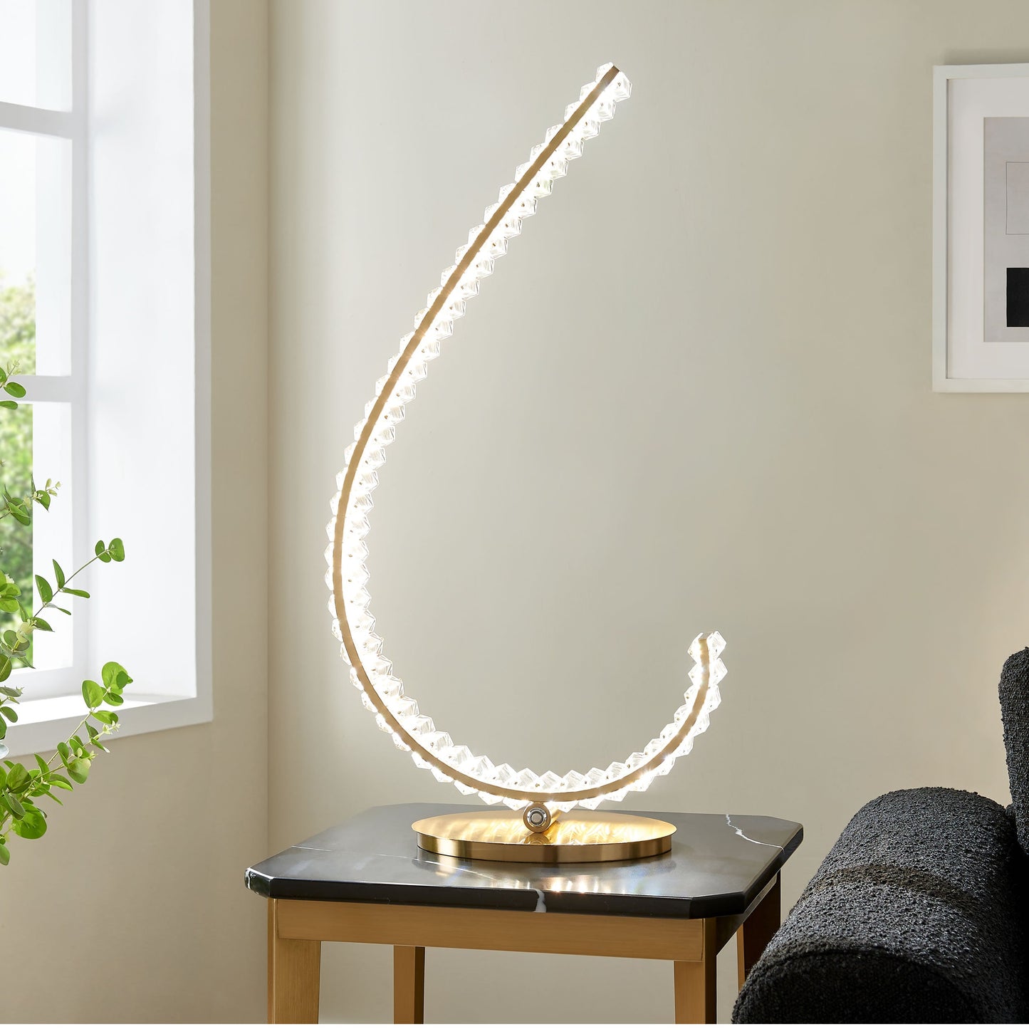 GRACE Crystal 16W Table Lamp Touch Dimmable Right Gold